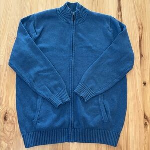 L.L. Bean Cotton Blue Full Zip 100% Cotton Heavyweight Sweater Men's Tall Large